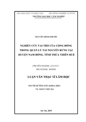 Nghiên cứu vai trõ của cộng đồng trong quản lý tài nguyên rừng tại huyện nam đông tỉnh thừa thiên huế