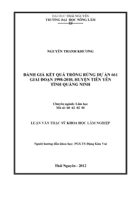 Luận văn đánh giá kết quả trồng rừng thuộc dự án 661 giai đoạn 1998 2010 tại huyện tiên yên tỉnh quảng ninh