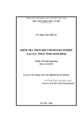 Luận văn ths kiểm tra thuế đối với doanh nghiệp tại cục thuế tỉnh ninh bình
