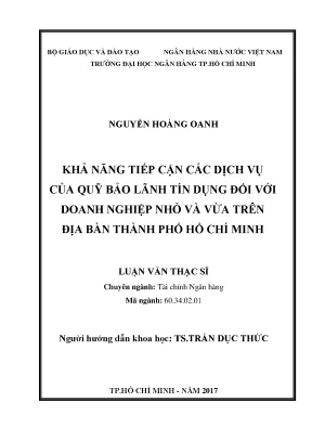 Tài liệu khả năng tiếp cận các dịch vụ của quỹ bảo lãnh tín dụng