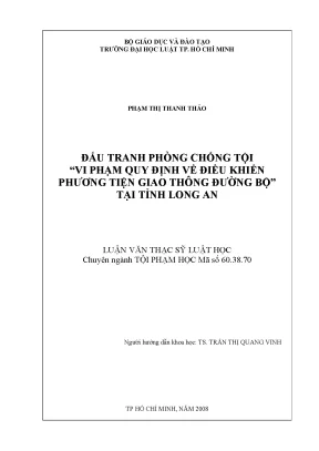 Đấu tranh phòng chống tội vi phạm quy định về điều khiển phương tiện giao thông đường bộ tại tỉnh long an
