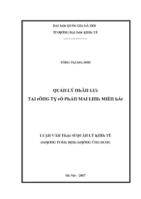 Luận văn quản lý nhân lực tại công ty cổ phần mai linh miền bắc