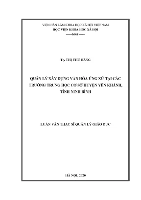 Luận văn quản lý xây dựng văn hóa ứng xử tại các trường thcs huyện yên khánh tỉnh ninh bình