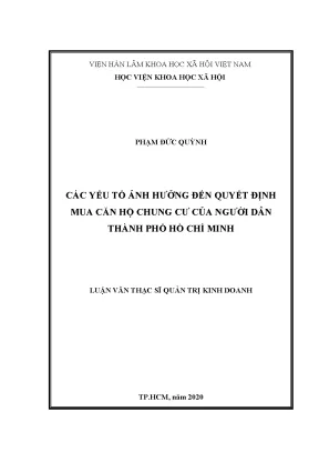 Luận văn các yếu tố ảnh hưởng đến quyết định mua căn hộ chung cư của người dân thành phố hồ chí minh