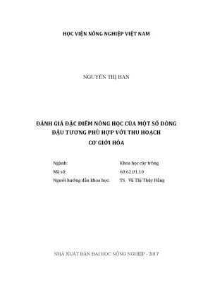 Luận văn đánh giá đặc điểm nông học của một số dòng đậu tương phù hợp với thu hoạch cơ giới hóa