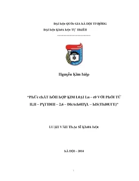 Luận văn thạc sĩ phức chất hỗn hợp kim loại ln co với phối tử n n pyriđin 2 6 đicacbonyl bis thioure vnu lvts08w