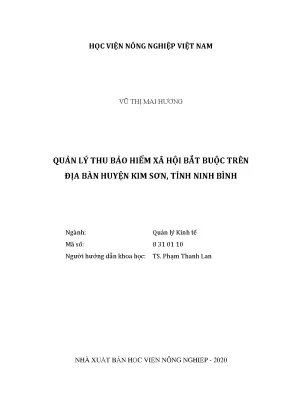 Quản lý thu bảo hiểm xã hội bắt buộc trên địa bàn huyện kim sơn tỉnh ninh bình