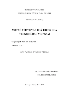Luận văn một số yếu tố văn hóa trung hoa trong ca dao việt nam
