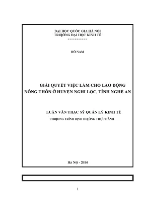 Luận văn giải quyết việc làm cho lao động nông thôn ở huyện nghi lộc tỉnh nghệ an