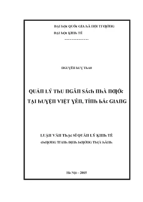Luận văn quản lý thu ngân sách nhà nước tại huyện việt yên tỉnh bắc giang