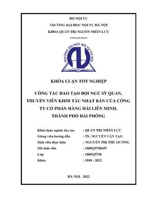 Luận văn công tác đào tạo đội ngũ sỹ quan thuyền viên khối tàu nhật bản của công ty cổ phần hàng hải liên minh thành phố hải phòng