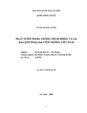 Luận văn phát triển mạng thông tin di động và các khuyến nghị cho viễn thông việt nam