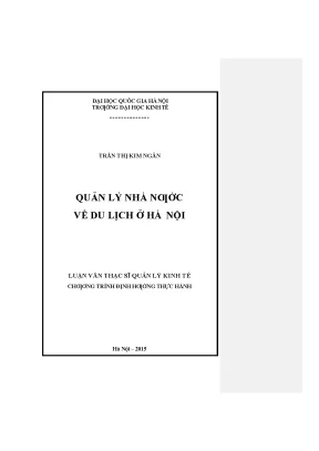 Luận văn quản lý nhà nước về du lịch ở hà nội