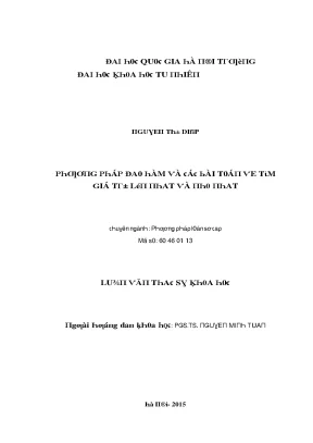 Luận văn thạc sĩ phương pháp đạo hàm và các bài toán về tìm giá trị lớn nhất và nhỏ nhất vnu lvts08w