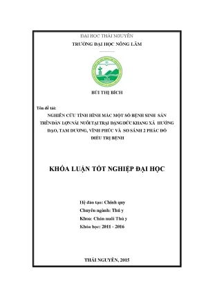 Luận văn nghiên cứu tình hình mắc một số bệnh sinh sản trên đàn lợn nái nuôi tại trại đặng đức khang xã hướng đạo tam dương vĩnh phúc và so sánh 2 phác đồ điều trị bệnh