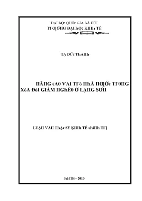Luận văn nâng cao vai trò nhà nước trong xóa đói giảm nghèo ở lạng sơn