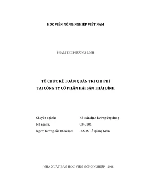 Luận văn tổ chức kế toán quản trị chi phí tại công ty cổ phần hải sản thái bình