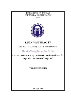 Chất lượng dịch vụ chăm sóc khách hàng của điện lực thành phố việt trì