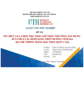 Tổ chức lựa chọn nhà thầu gói thầu thi công xây dựng sửa chữa cầu kinh sáng trên đường tỉnh 864 qua hệ thống mạng đấu thầu quốc gia