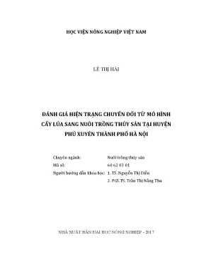 Luận văn đánh giá hiện trạng chuyển đổi từ mô hình cấy lúa sang nuôi trồng thủy sản tại huyện phú xuyên thành phố hà nội