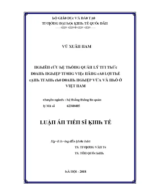 Luận văn nghiên cứu hệ thống quản lý tri thức doanh nghiệp trong việc nâng cao lợi thế cạnh tranh cho doanh nghiệp vừa và nhỏ ở việt nam
