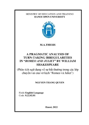 A pragmatic analysis of turn taking irregularities in romeo and juliet by william shakespeare