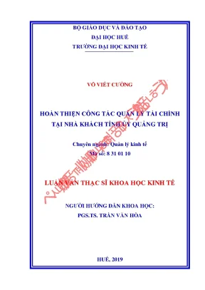 Luận văn hoàn thiện công tác quản lý tài chính tại nhà khách tỉnh ủy quảng trị min