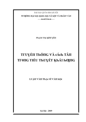 Luận văn thạc sĩ truyền thống và cách tân trong tiểu thuyết khái hưng