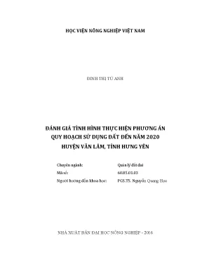 Luận văn đánh giá tình hình thực hiện phương án quy hoạch sử dụng đất đến năm 2020 huyện văn lâm tỉnh hưng yên