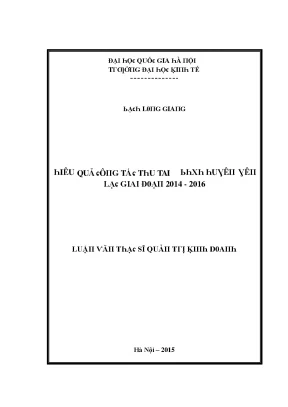 Luận văn hiệu quả công tác thu tại bhxh huyện yên lạc giai đoạn 2014 2016