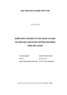 Luận văn kiểm soát chi đầu tư xây dựng cơ bản tại kho bạc nhà nước huyện sơn động tỉnh bắc giang