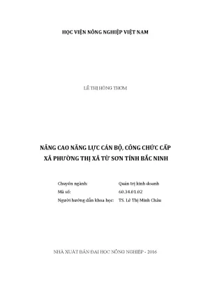 Luận văn nâng cao năng lực cán bộ công chức cấp xã phường thị xã từ sơn tỉnh bắc ninh