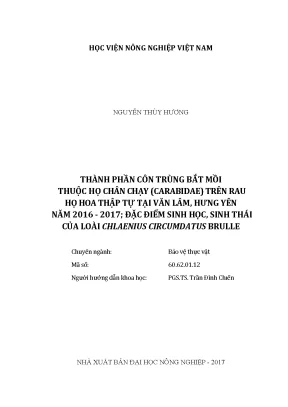 Luận văn thành phần côn trùng bắt mồi thuộc họ chân chạy carabidae trên rau họ hoa thập tự tại văn lâm hưng yên năm 2016 2017 đặc điểm sinh học sinh thái của loài chlaenius circumdatus brulle