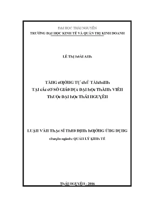 Luận văn tăng cường tự chủ tài chính tại các cơ sở giáo dục đại học thành viên thuộc đại học thái nguyên