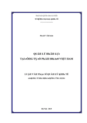 Luận văn quản lý nhân lực tại công ty cổ phần sohaco việt nam
