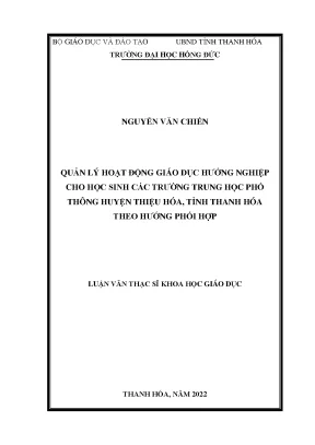 Quản lý hoạt động giáo dục hướng nghiệp cho học sinh các trường trung học phổ thông huyện thiệu hóa tỉnh thanh hóa theo hướng phối hợp