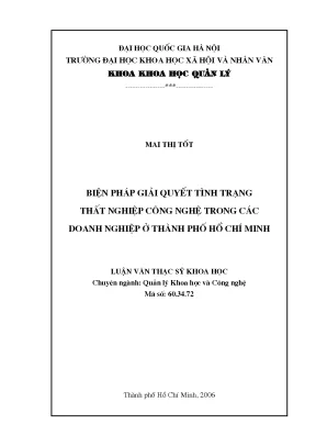 Biện pháp giải quyết tình trạng thất nghiệp công nghệ trong các doanh nghiệp ở thành phố hồ chí minh