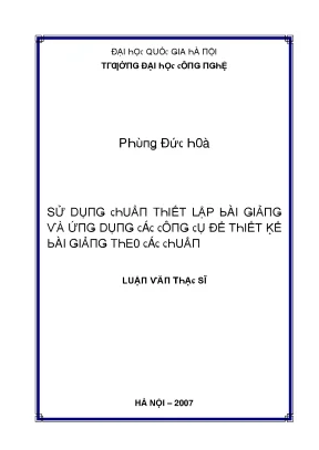 Luận văn sử dụng chuẩn thiết lập bài giảng và ứng dụng các công cụ để thiết kế bài giảng theo các chuẩn