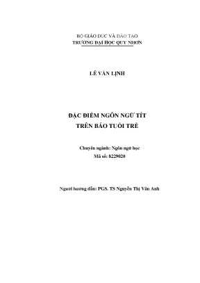 Luận văn đặc điểm ngôn ngữ tít trên báo tuổi trẻ