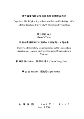 Luận văn improving intercultural communication in the cooperation organizations a case study on taiwanese organizations in vietnam