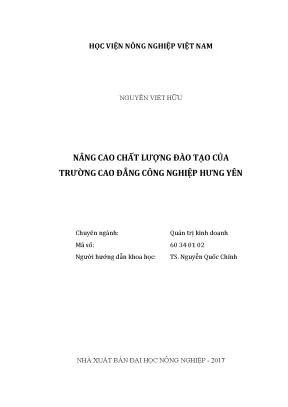 Luận văn nâng cao chất lượng đào tạo của trường cao đẳng công nghiệp hưng yên
