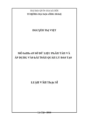 Luận văn mô hình cơ sở dữ liệu phân tán và áp dụng vào bài toán quản lý đào tạo
