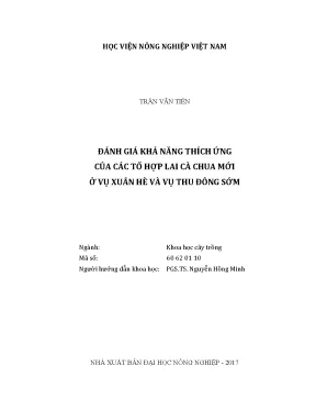 Luận văn đánh giá khả năng thích ứng của các tổ hợp lai cà chua mới ở vụ xuân hè và vụ thu đông sớm