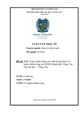 Luận văn một số giải pháp nâng cao chất lượng dịch vụ hành chính công tại ubnd thành phố vũng tàu tỉnh bà rịa vũng tàu