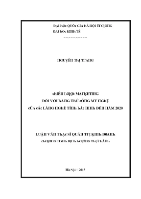 Luận văn chiến lược marketing đối với hàng thủ công mỹ nghệ của các làng nghề tỉnh bắc ninh đến năm 2020