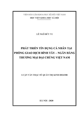 Luận văn phát triển tín dụng cá nhân tại phòng giao dịch bình tây ngân hàng thương mại đại chúng việt nam