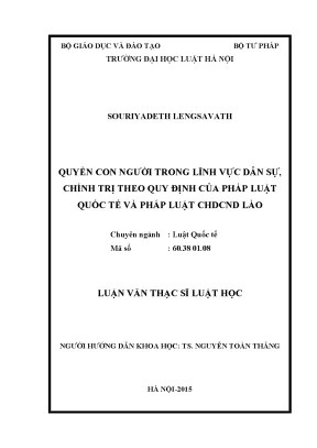 Quyền con người trong lĩnh vực dân sự chính trị theo quy định của pháp luật quốc tế và pháp luật chdcnd lào