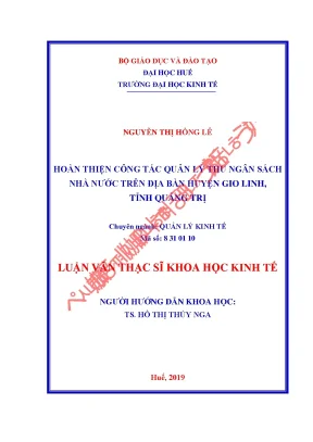 Luận văn hoàn thiện công tác quản lý thu ngân sách nhà nước trên địa bàn huyện gio linh tỉnh quảng trị min