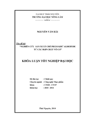 Luận văn nghiên cứu sản xuất chế phẩm khử aldehyde trong rượu từ một số hợp chất vô cơ