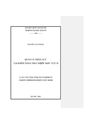 Luận văn quản lý nhân lực tại kiểm toán nhà nước khu vực ii